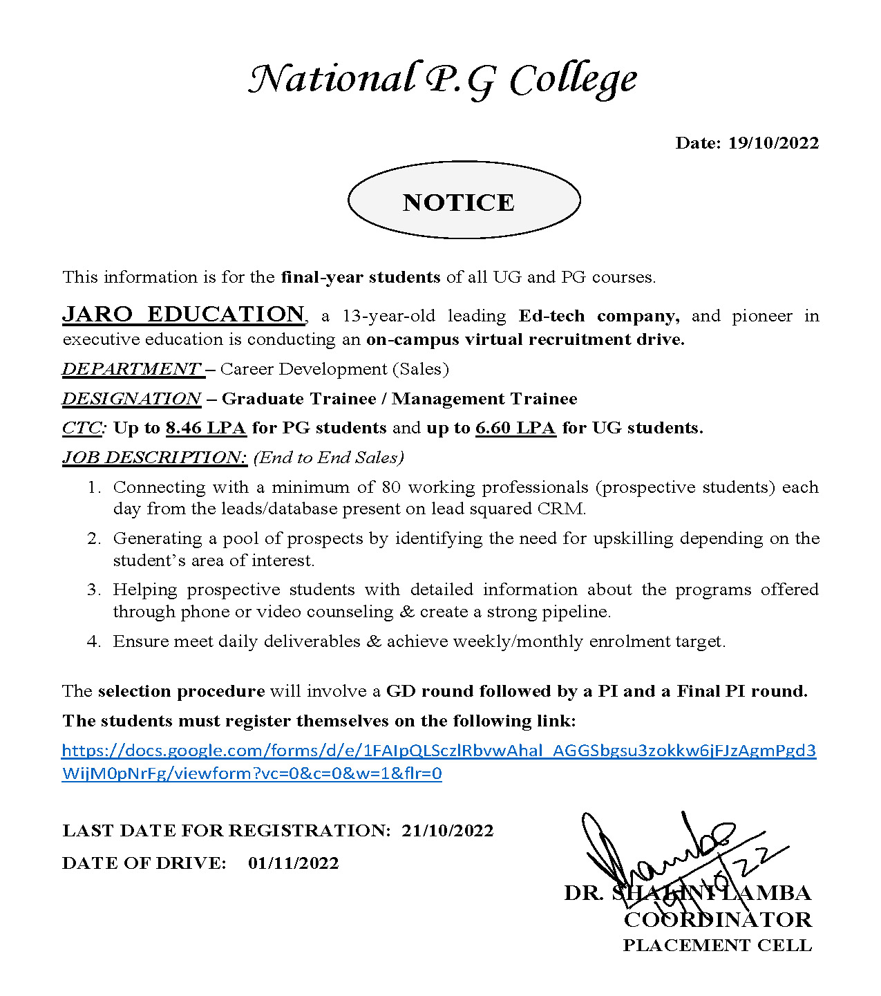 National P.G. College